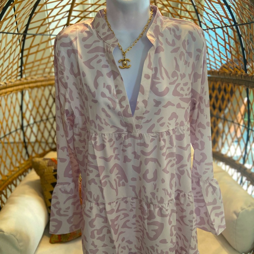 Pale pink leopard print dress